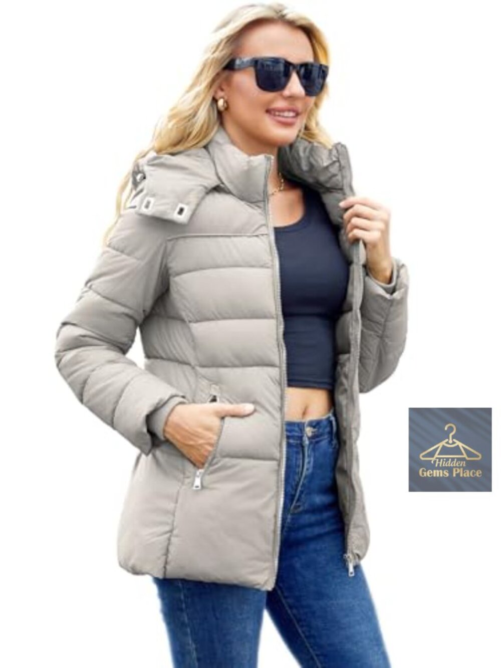 Packable Puffer Jacket Hooded Winter Coat Lightweight Thickened